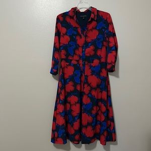 Banana republic blue and red floral dress